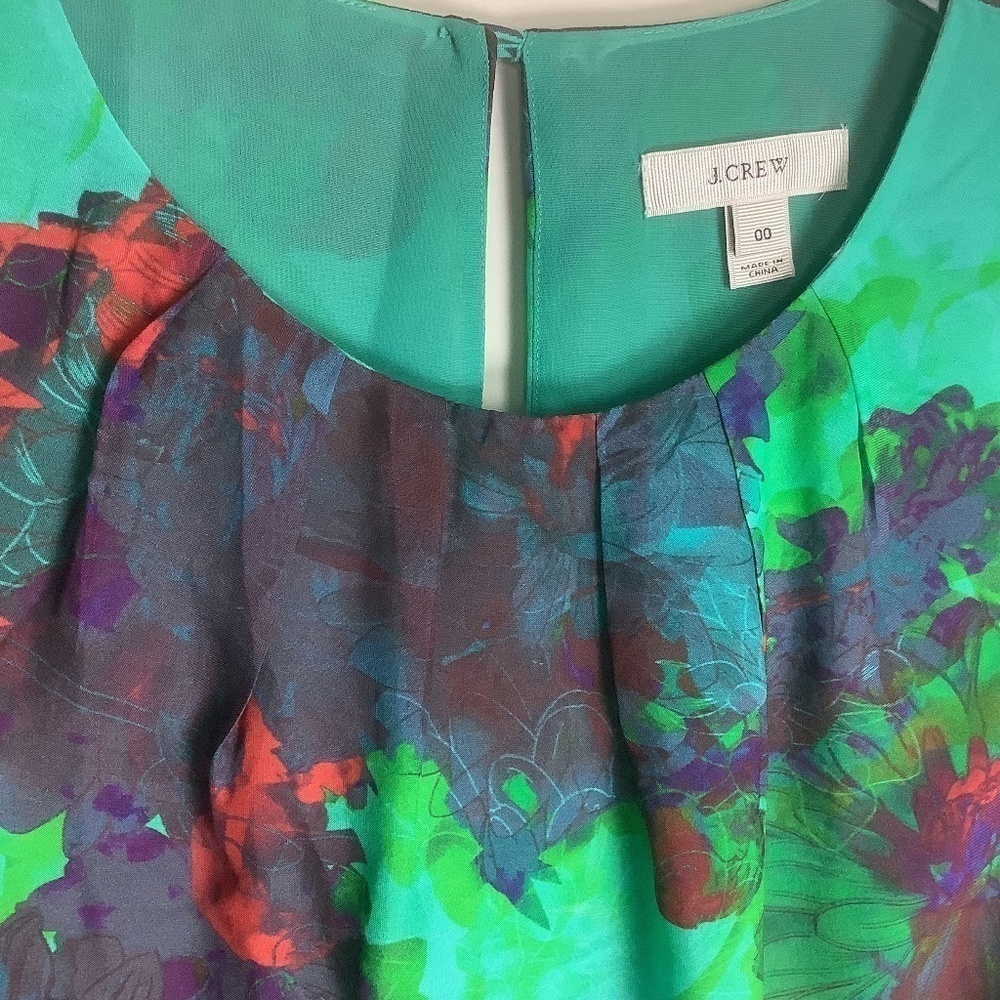 J. Crew Silk Hothouse‎ Floral Blouse 00 - Picture 3 of 10